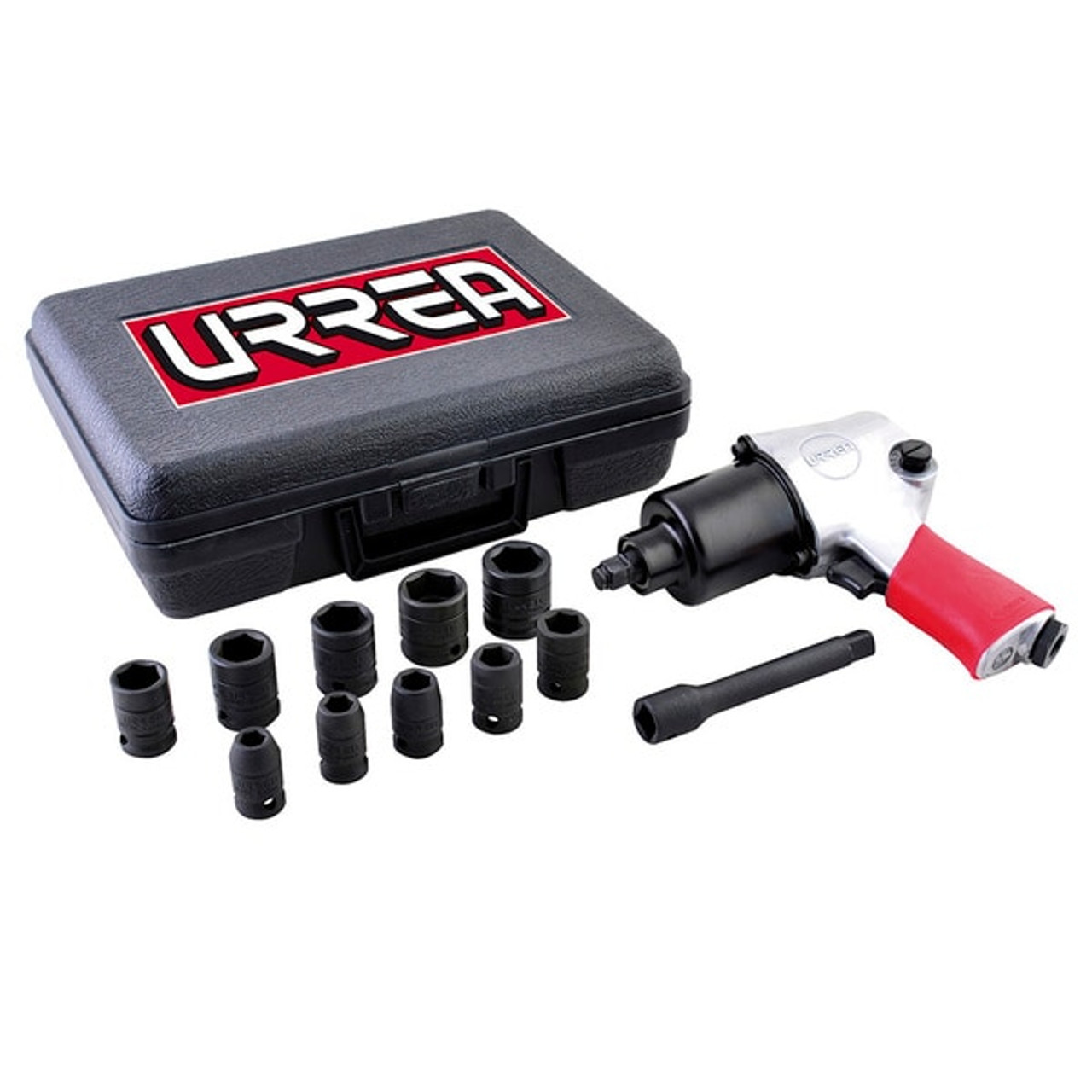 Twin hammer 1/2" drive air impact wrench and socket set