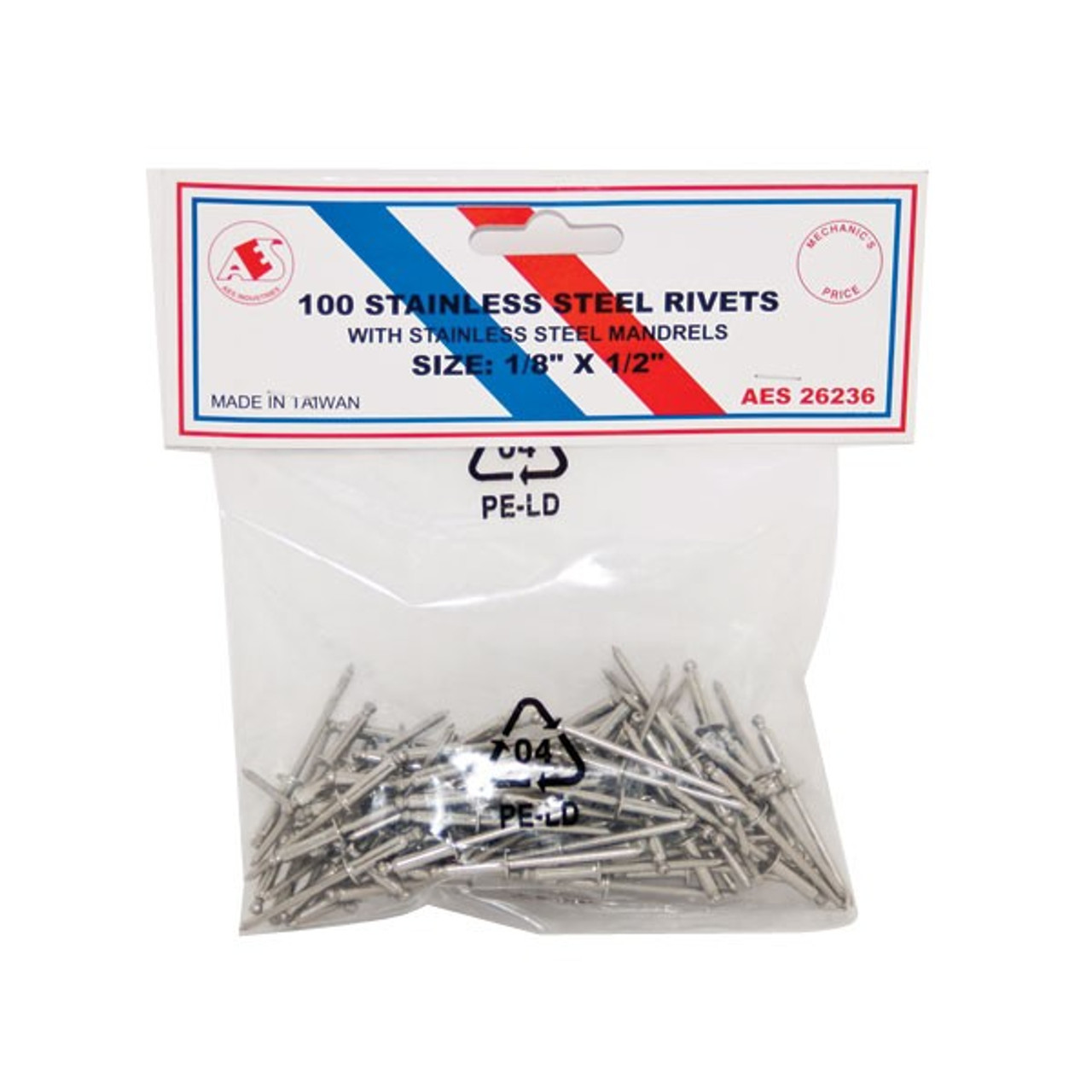 Stainless Steel Rivets - 1/8" x 1/2" - 100PC 26236
