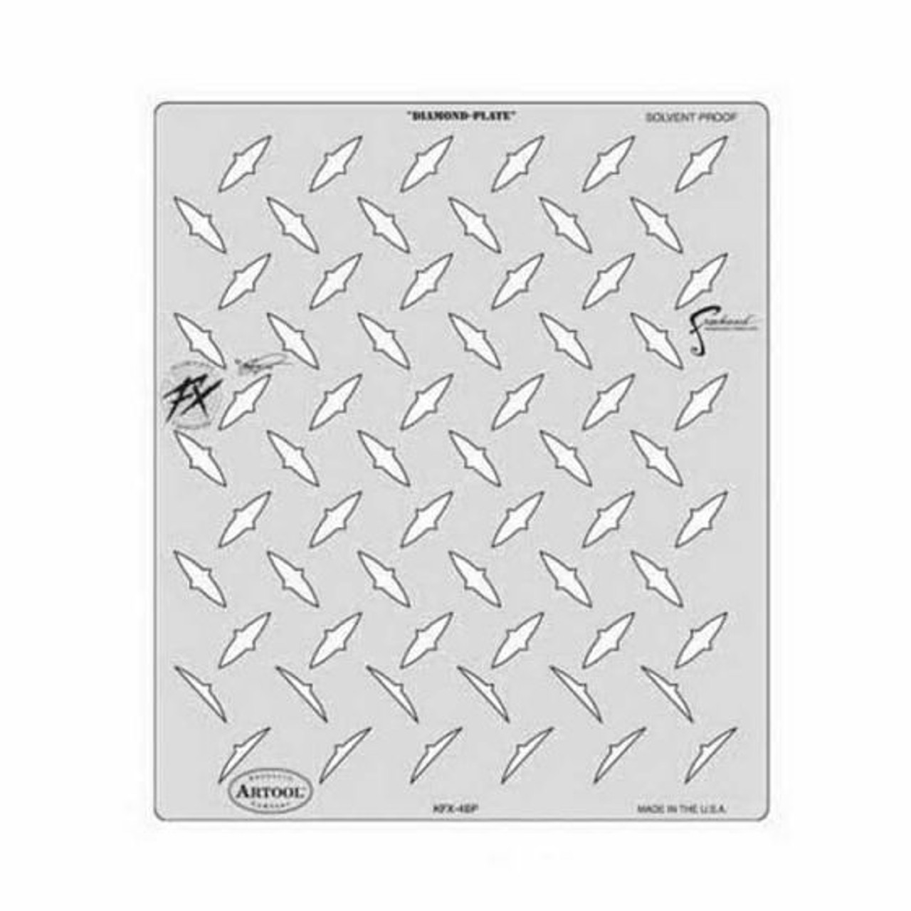 ANEST IWATA Artool? FH-KFX-4SP Kustom FX Series Diamond-Plate Freehand Airbrush Template, 9 in L x 8 in W