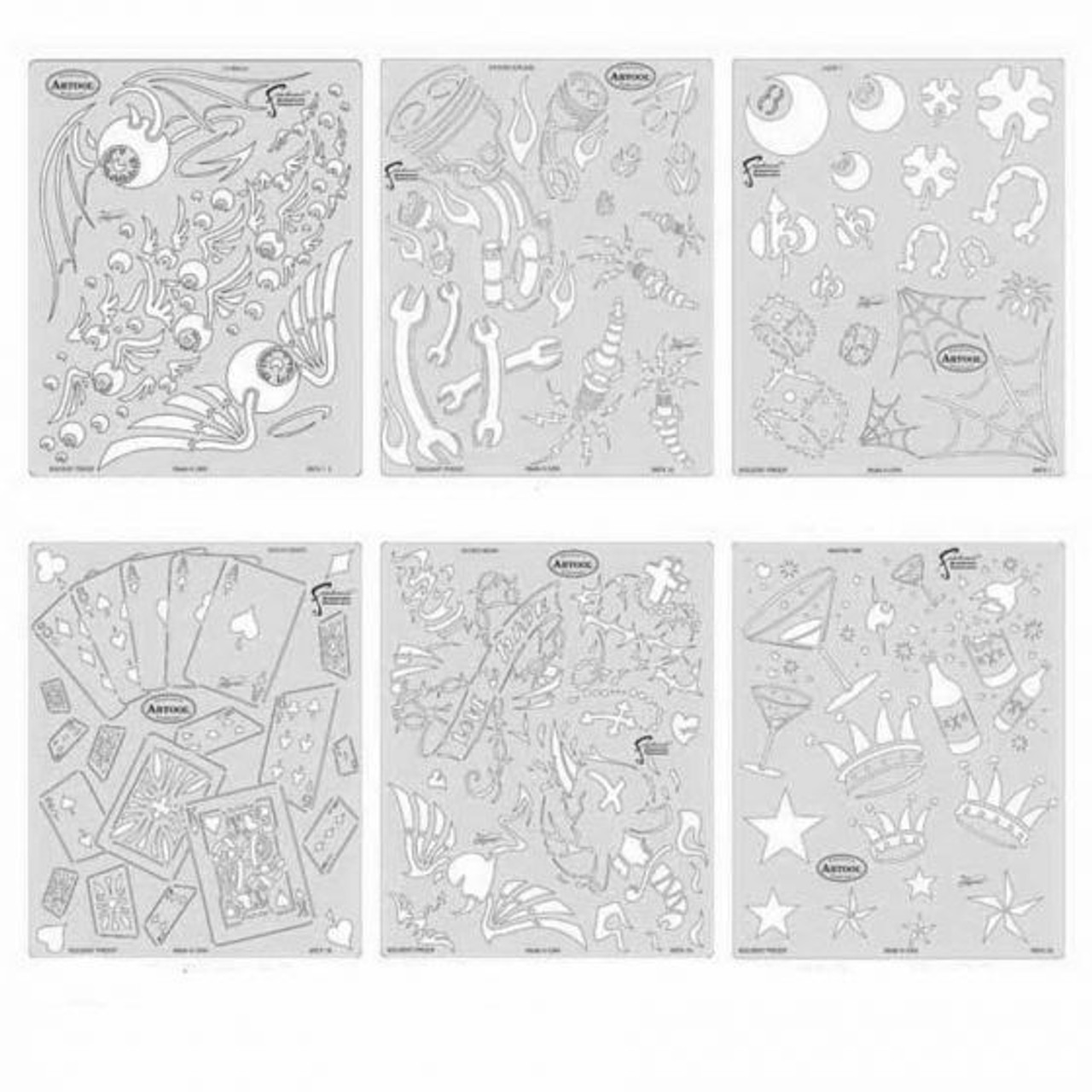 ANEST IWATA Artool? FH-KKFX-21 Kustom Kulture FX Series Freehand Airbrush Template Set, Mylar, Transparent