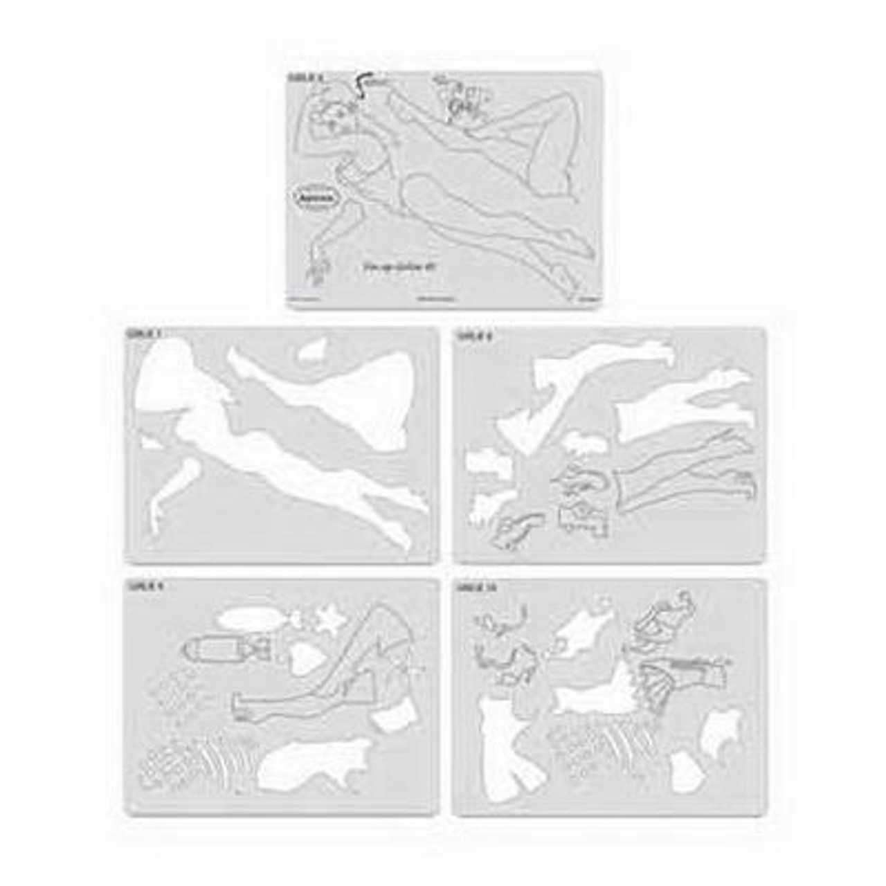 ANEST IWATA FH-PUG-II-MS Pin-Up Girlies II Mini Series Freehand Airbrush Template Set, Mylar, Transparent