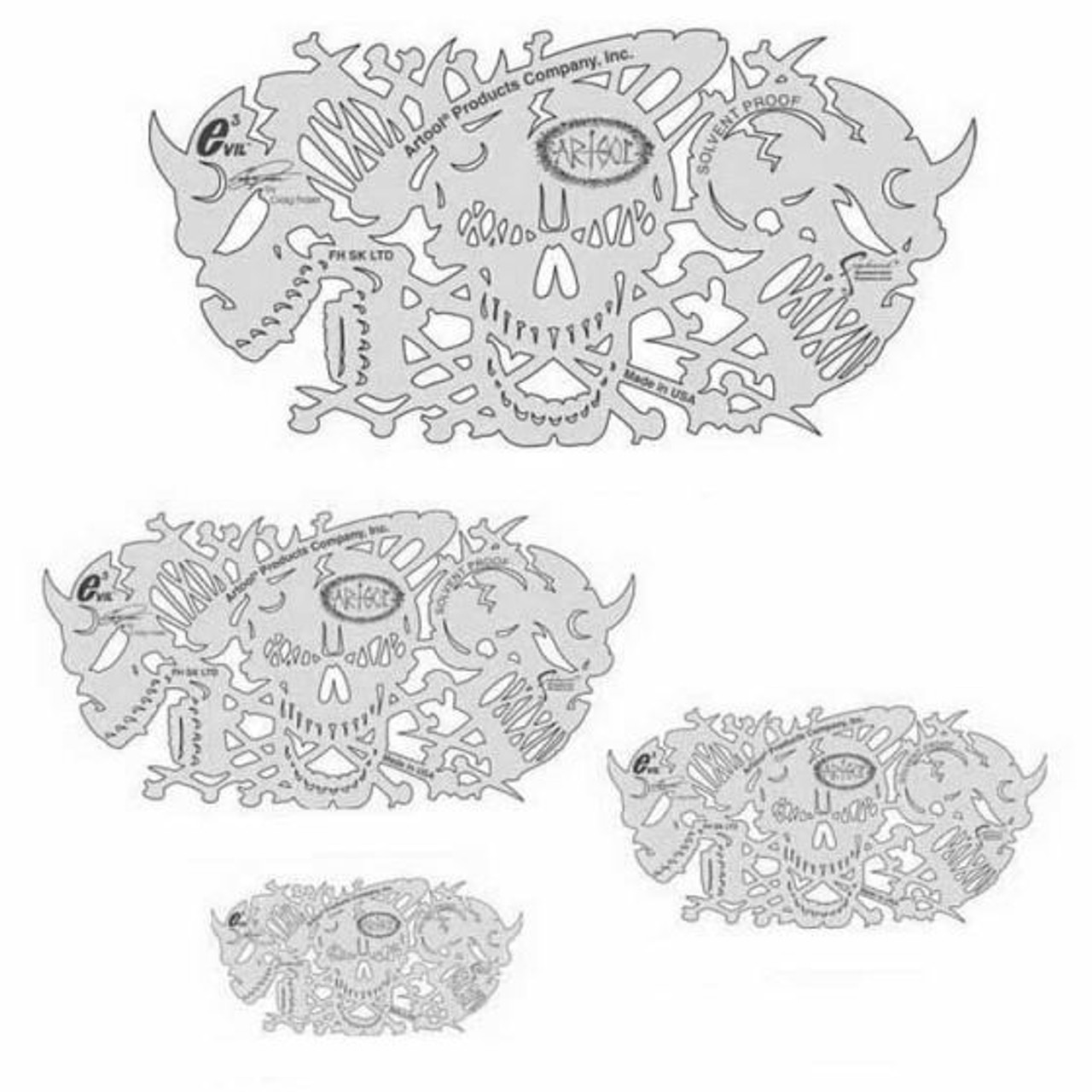 ANEST IWATA Artool? FH-SK-LTD Evil 3 Series Freehand Airbrush Template Set, Mylar, Transparent
