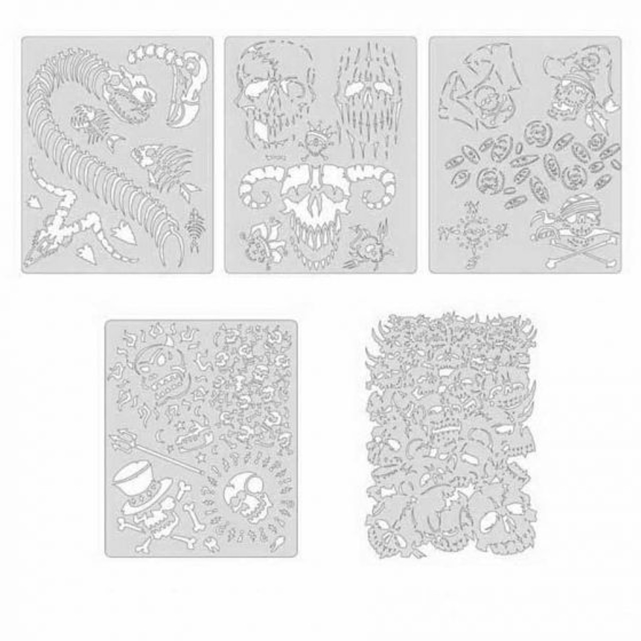 ANEST IWATA Artool? FH-SK15SP Curse of Skullmaster Series Freehand Airbrush Template Set, Mylar, Transparent