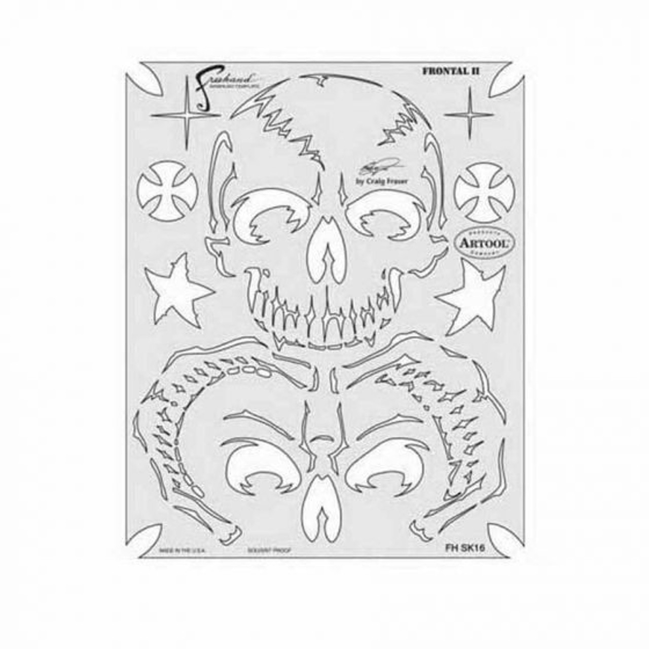 ANEST IWATA Artool? FH-SK16SP Return of Skullmaster Series Frontal II Freehand Airbrush Template, 10 in L x 8 in W