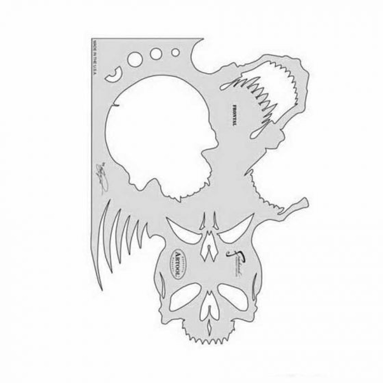 ANEST IWATA Artool? FH-SK2SP Skullmaster Series The Frontal Freehand Airbrush Template, 9-1/2 in L x 7 in W