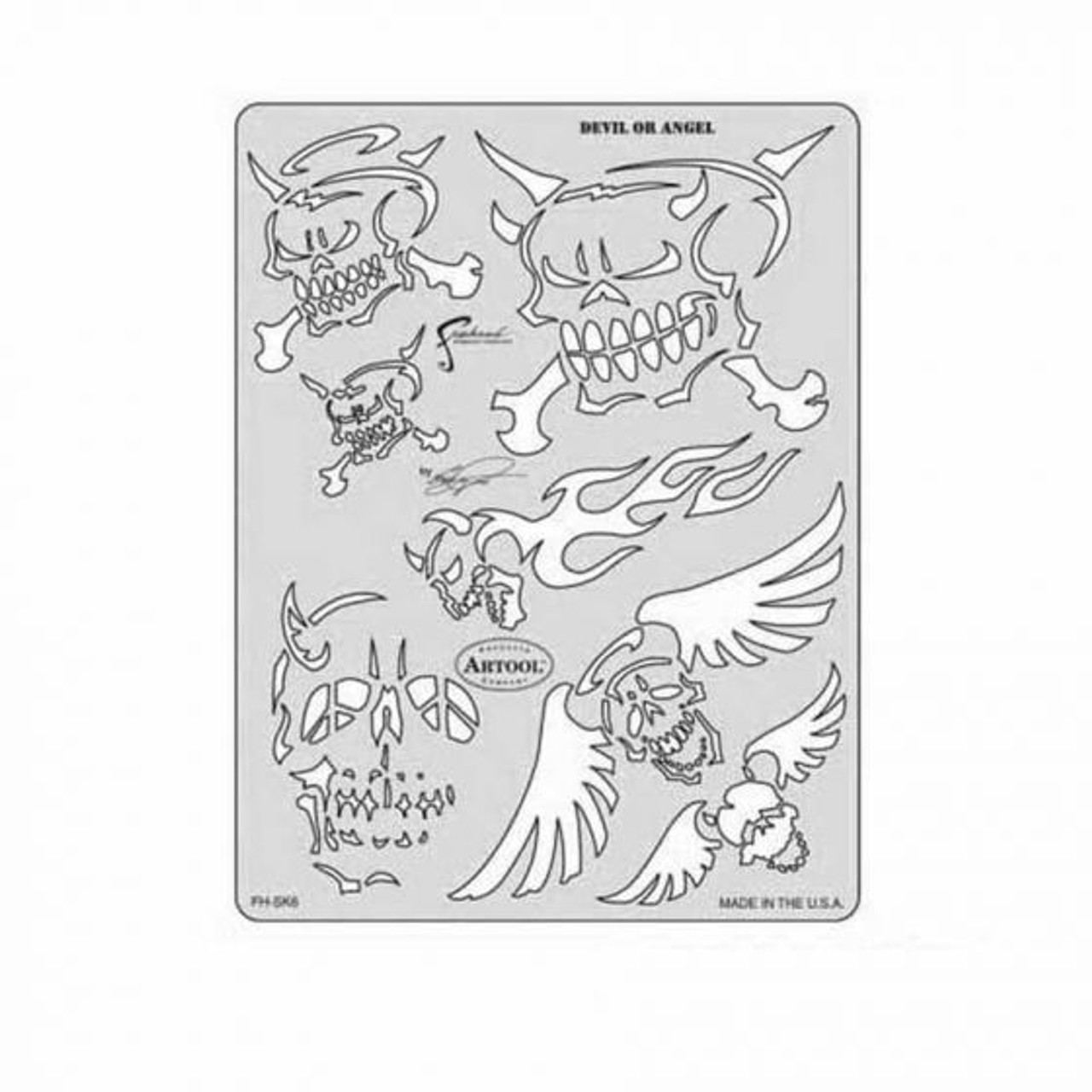 ANEST IWATA Artool? FH-SK6SP Son of Skullmaster Series Devil or Angel Freehand Airbrush Template, 9 in L x 7 in W