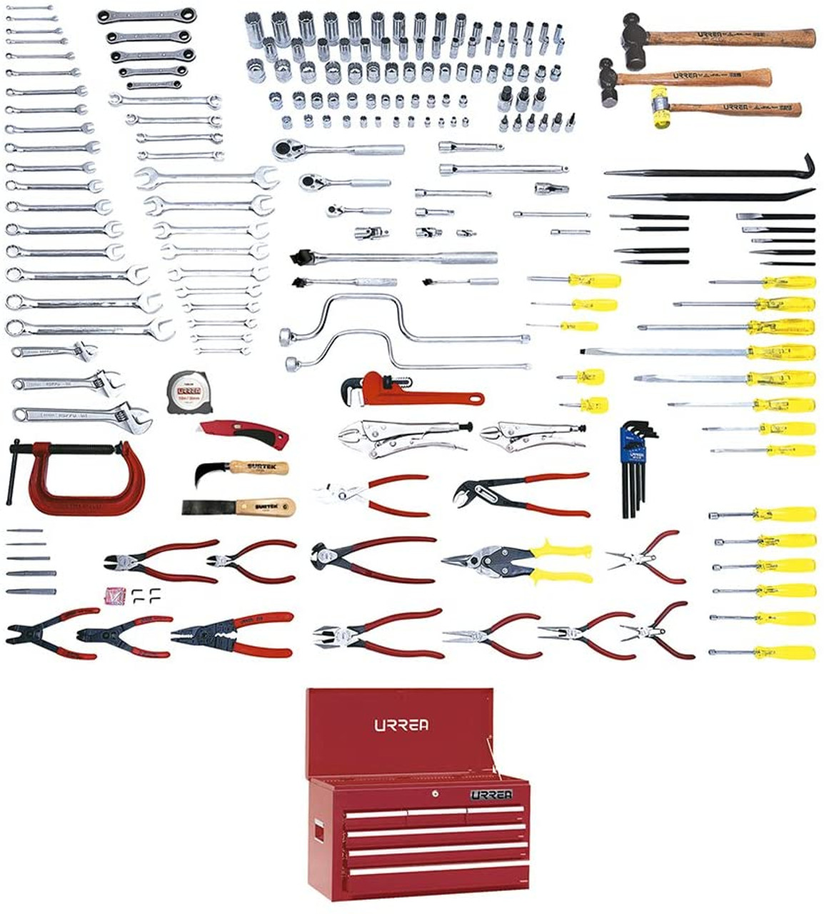 URREA 203 pc Metric industrial intermediate sets with toolbox #99552