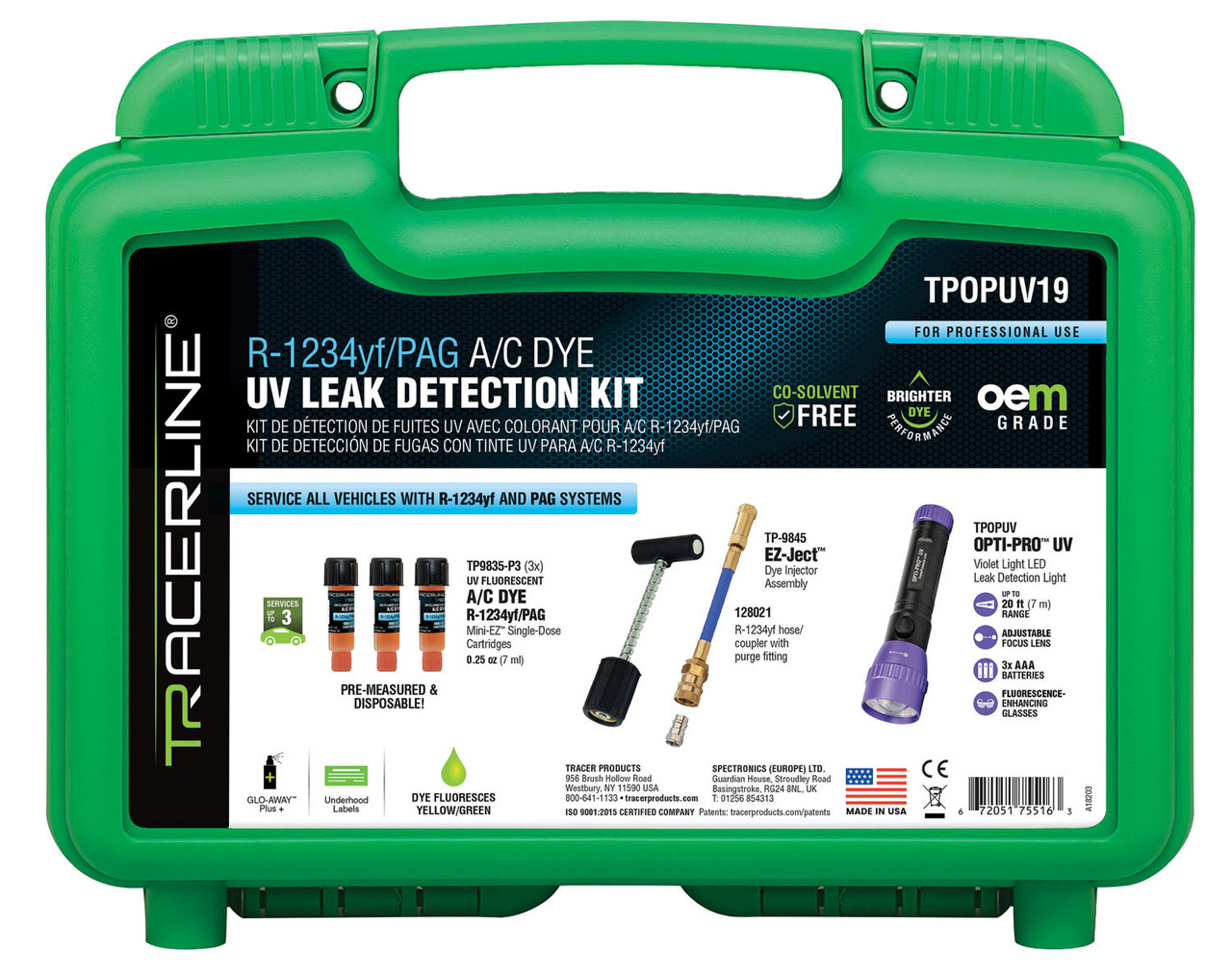 Tracerline R1234yf/PAG A/C Dye UV Leak Detection Kit (HBF-TPOPUV19)