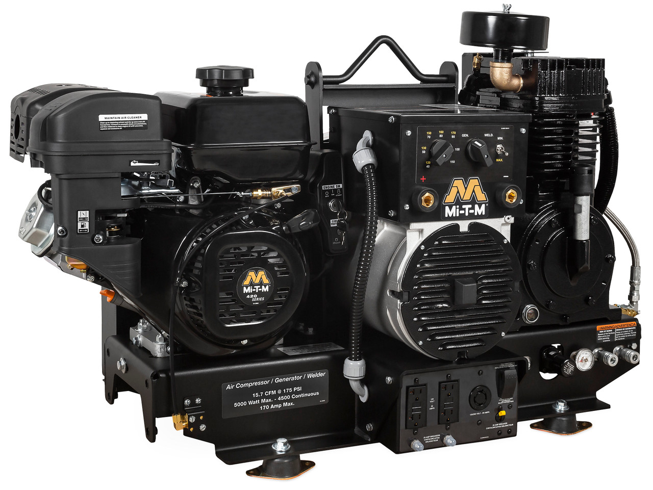 Mi-T-M AGW-SM14-B  Air Compressor/Generator/Welder Combinations ,Two Stage Gasoline Base-Mount