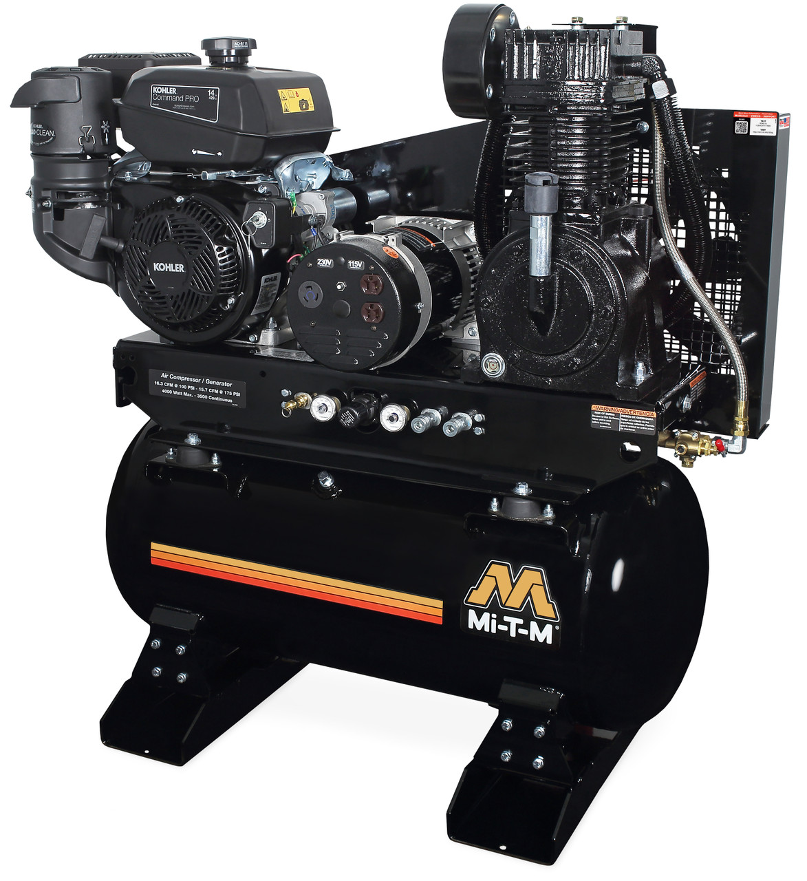 Mi-T-M AG2-SK14-30M Gasoline Air Compressor/Generator Combinations ,30-Gallon Two Stage Gasoline Combination