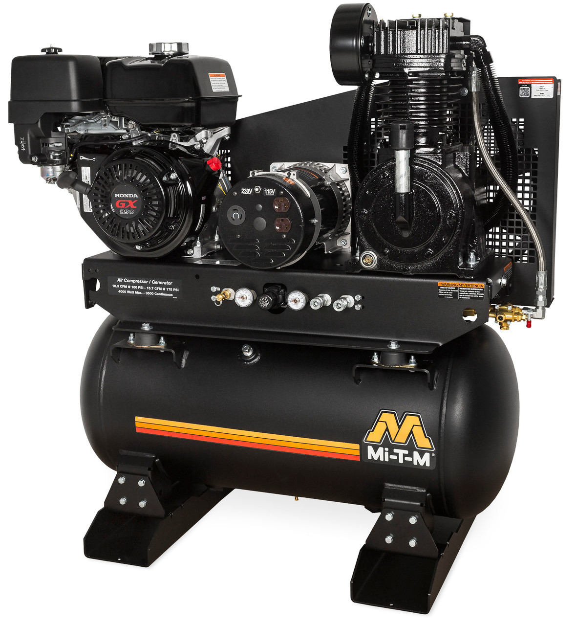 Mi-T-M AG2-SV14-30M Gasoline Air Compressor/Generator Combinations ,30-Gallon Two Stage Gasoline Combination