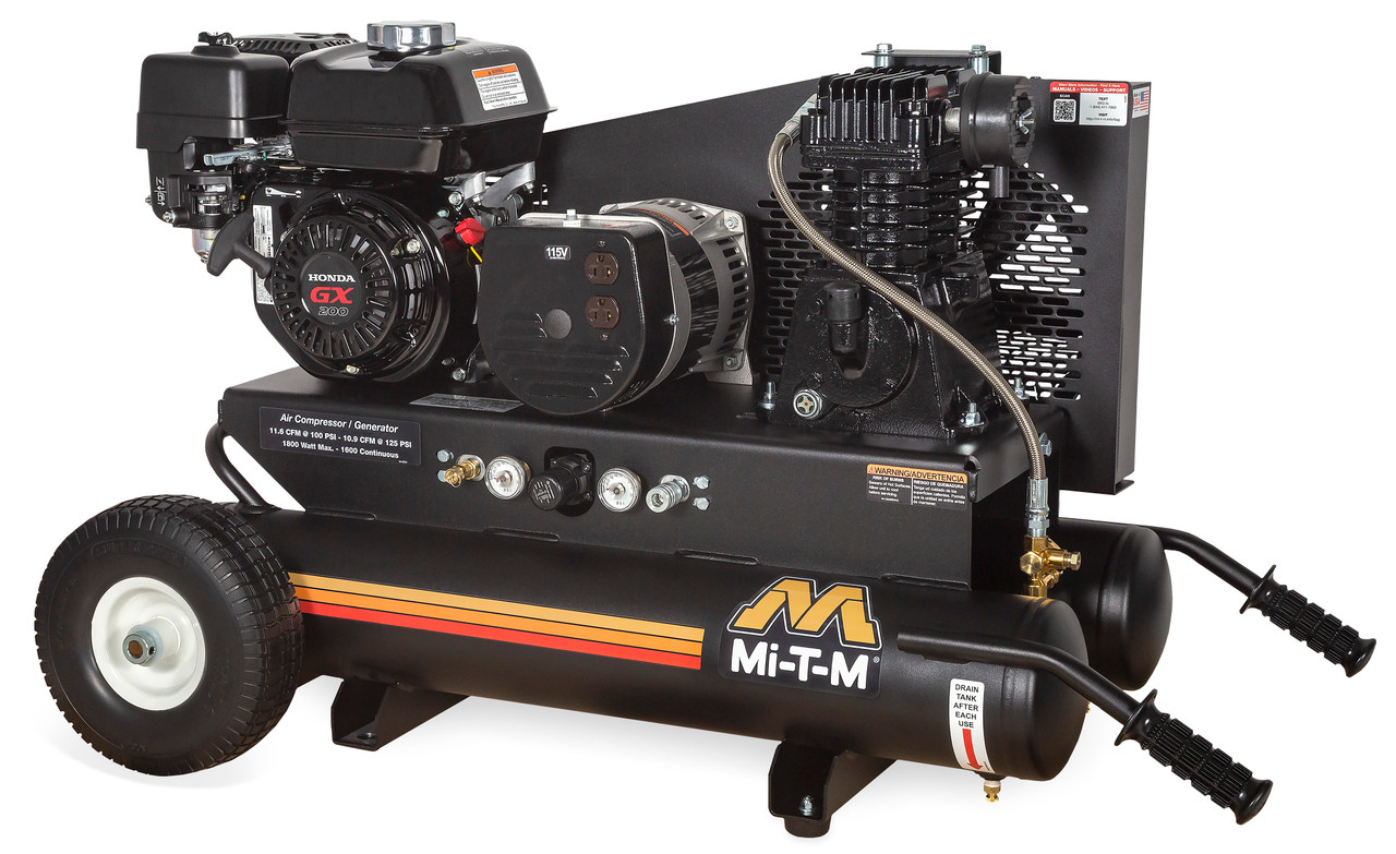 Mi-T-M AG1-PH65-08M1 Gasoline Air Compressor/Generator Combinations ,8-Gallon Single Stage Gasoline Combination