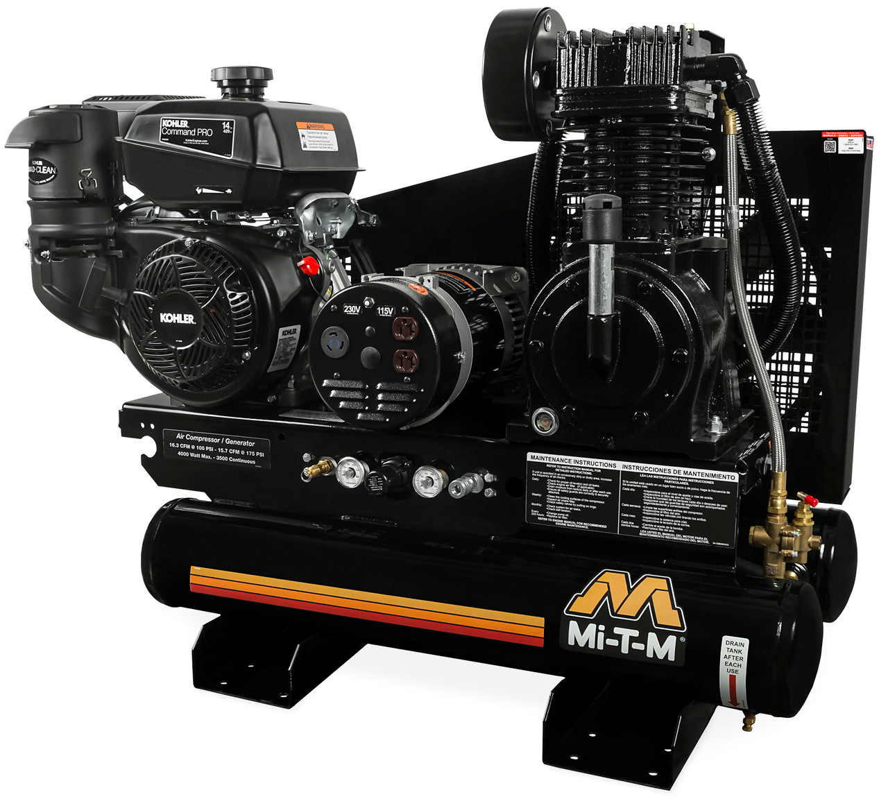 Mi-T-M AG2-SK14-08M1 Gasoline Air Compressor/Generator Combinations ,8-Gallon Two Stage Gasoline Combination