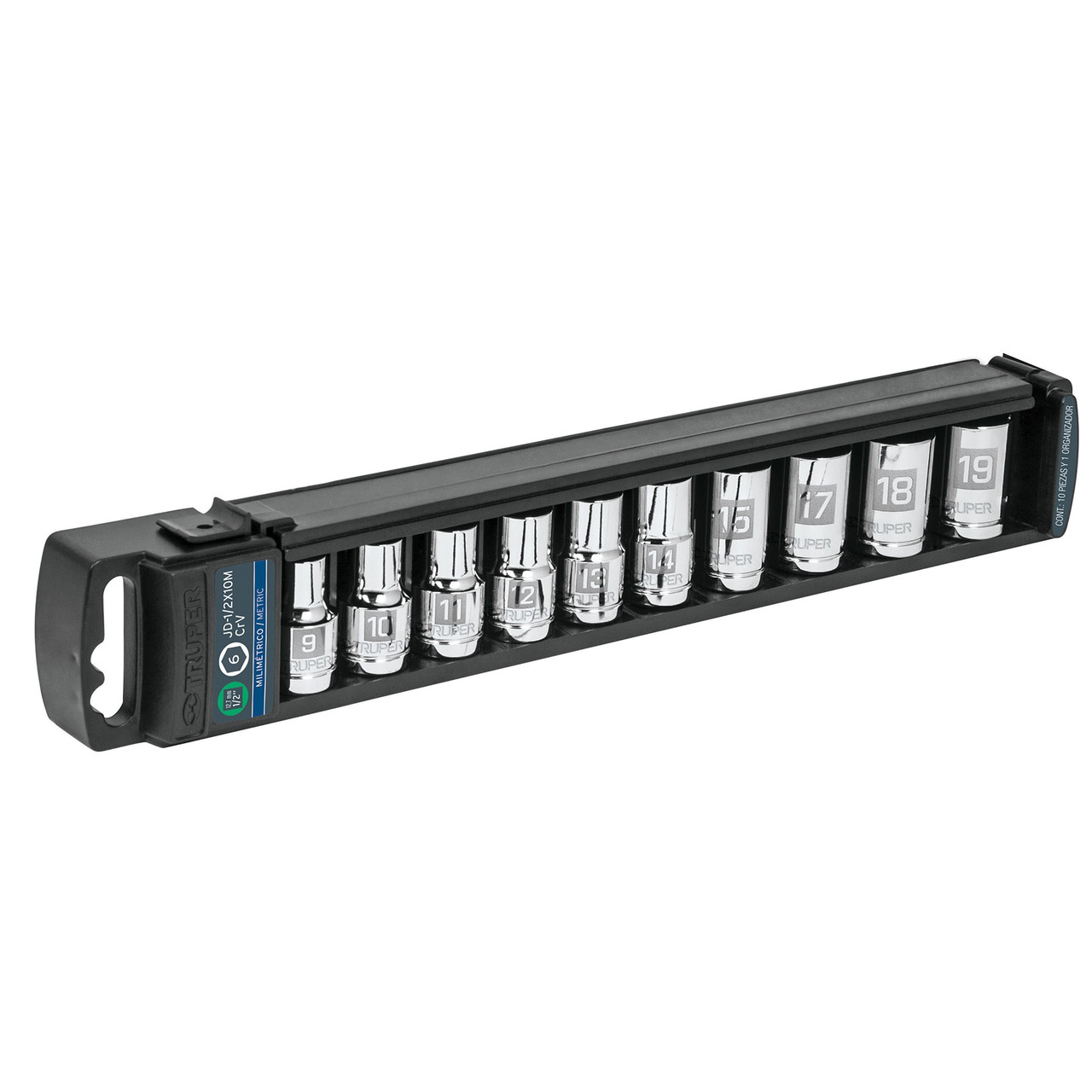 Truper 10-Pc Metric Short Socket Set 1/2" Drive #14177