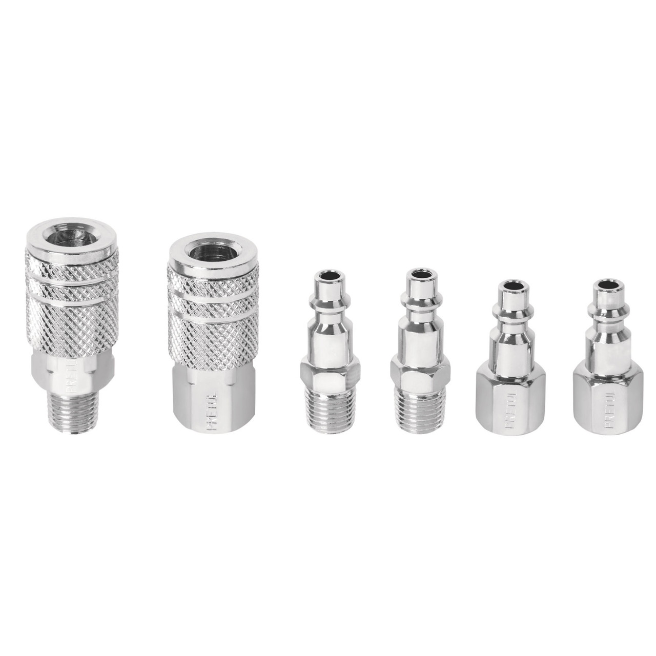 Pretul 6-Pc Chrome Plated SteelQuick-Connect Air Coupler and Plug Kit #27030