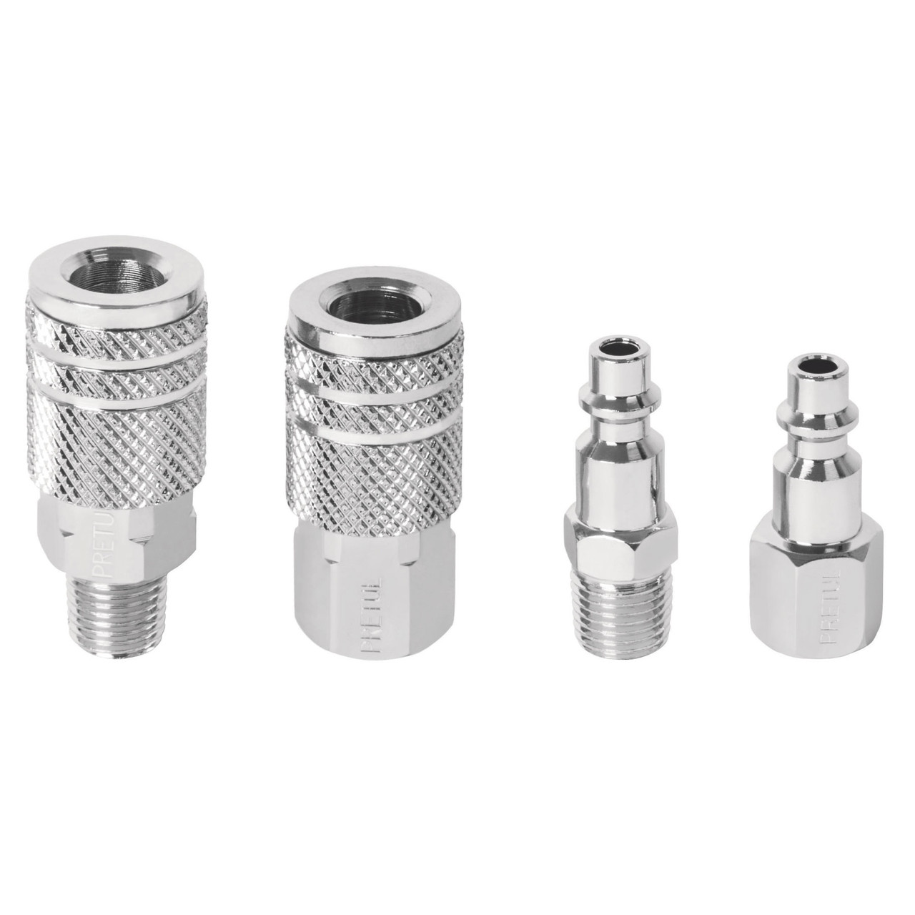 Pretul 4-Pc Chrome Plated SteelQuick-Connect Air Coupler and Plug Kit #27020-2 Pack