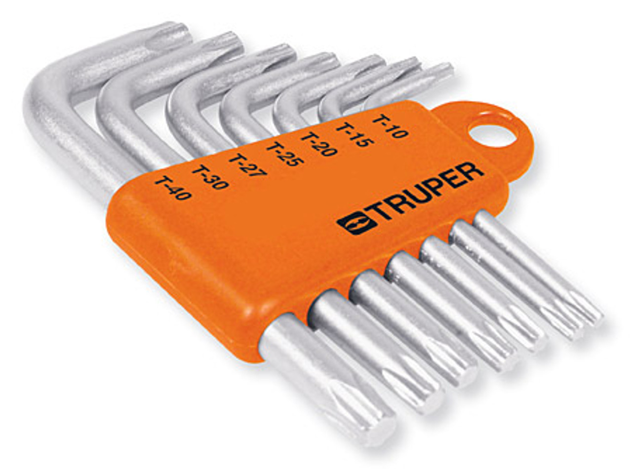 Truper 7-Pc Short Arm Torx Key Wrench Set, Plastic Holder, Torx L-key Set 2 Pack #15552