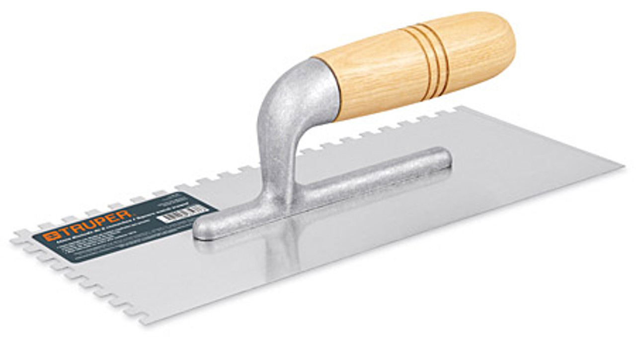 Truper 11" 6 Rivets Wood Square Notch Trowel #15410