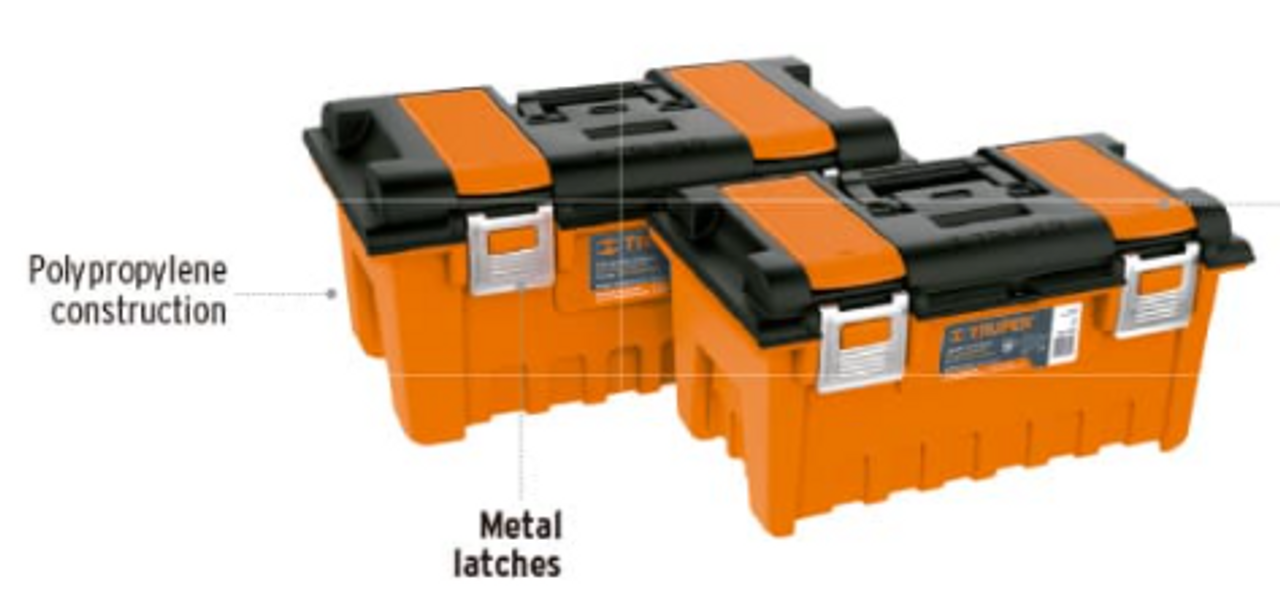 Truper Tool Boxes w/Lid Organizers and Metal Latches, Orange Toolbox Metal  Latch