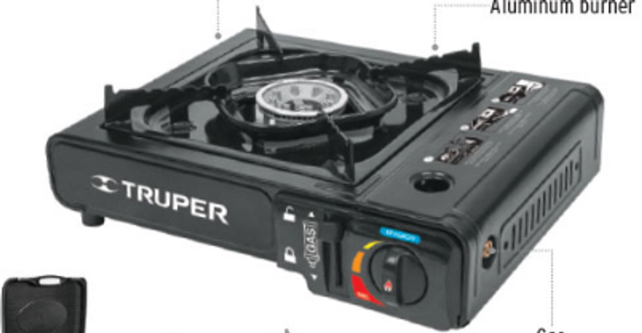 Truper Portable Gas Stove w/Auto Ignition, Portable stove with gas cylinder #15005