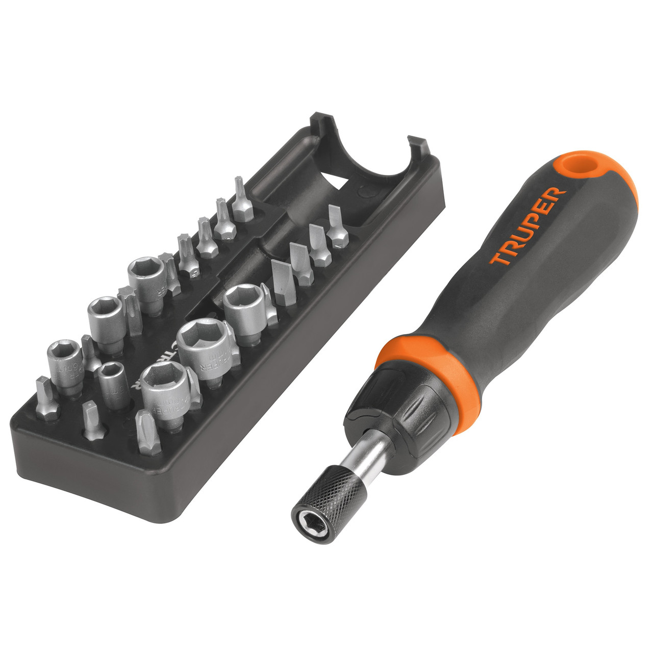 Truper Ratcheting Screwdriver, 17-Bit and 7-Socket Set #18222