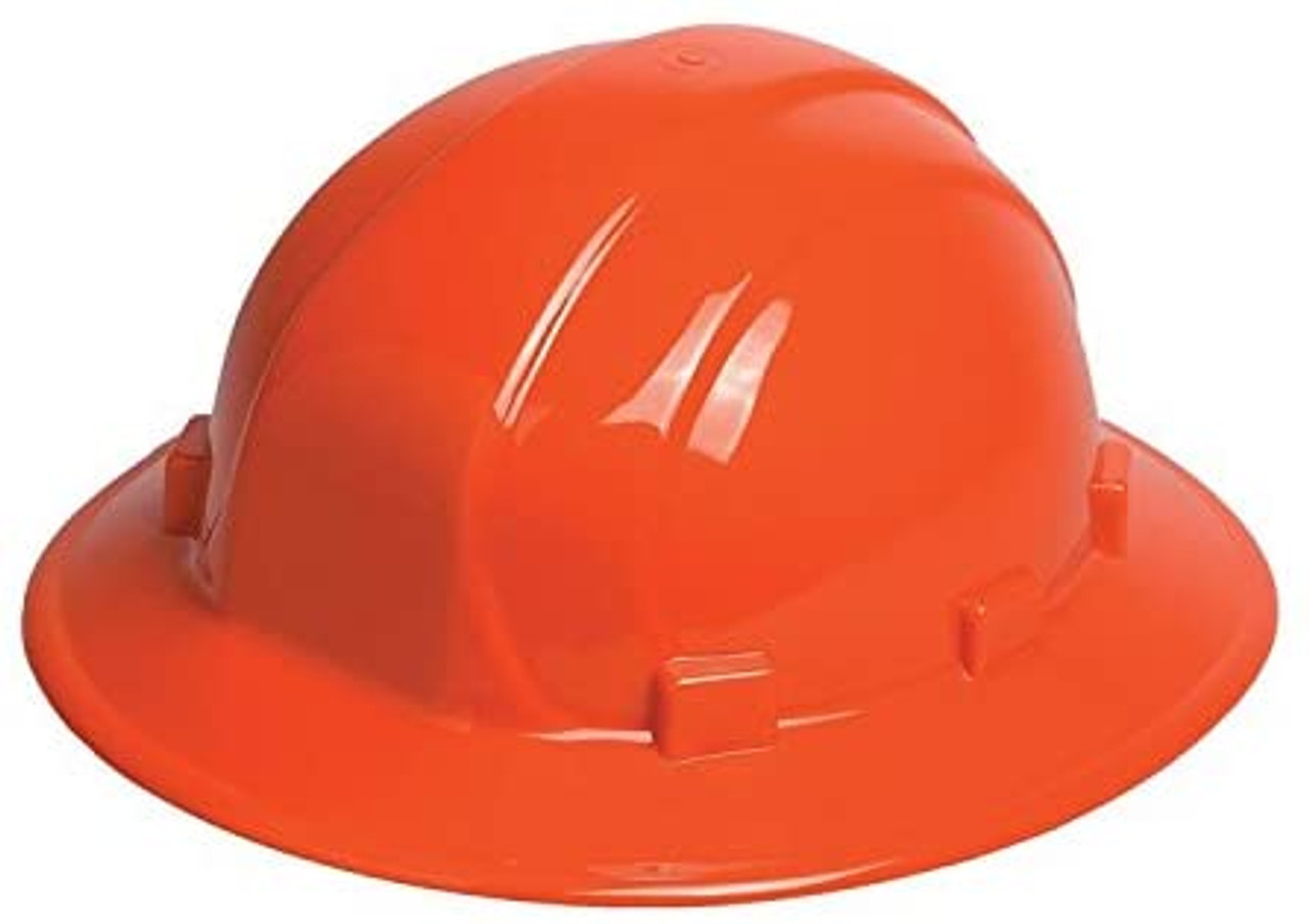 Truper Full Brim Hard Hats,Ratchet Suspension, Orange, full brim safety helmet #10564