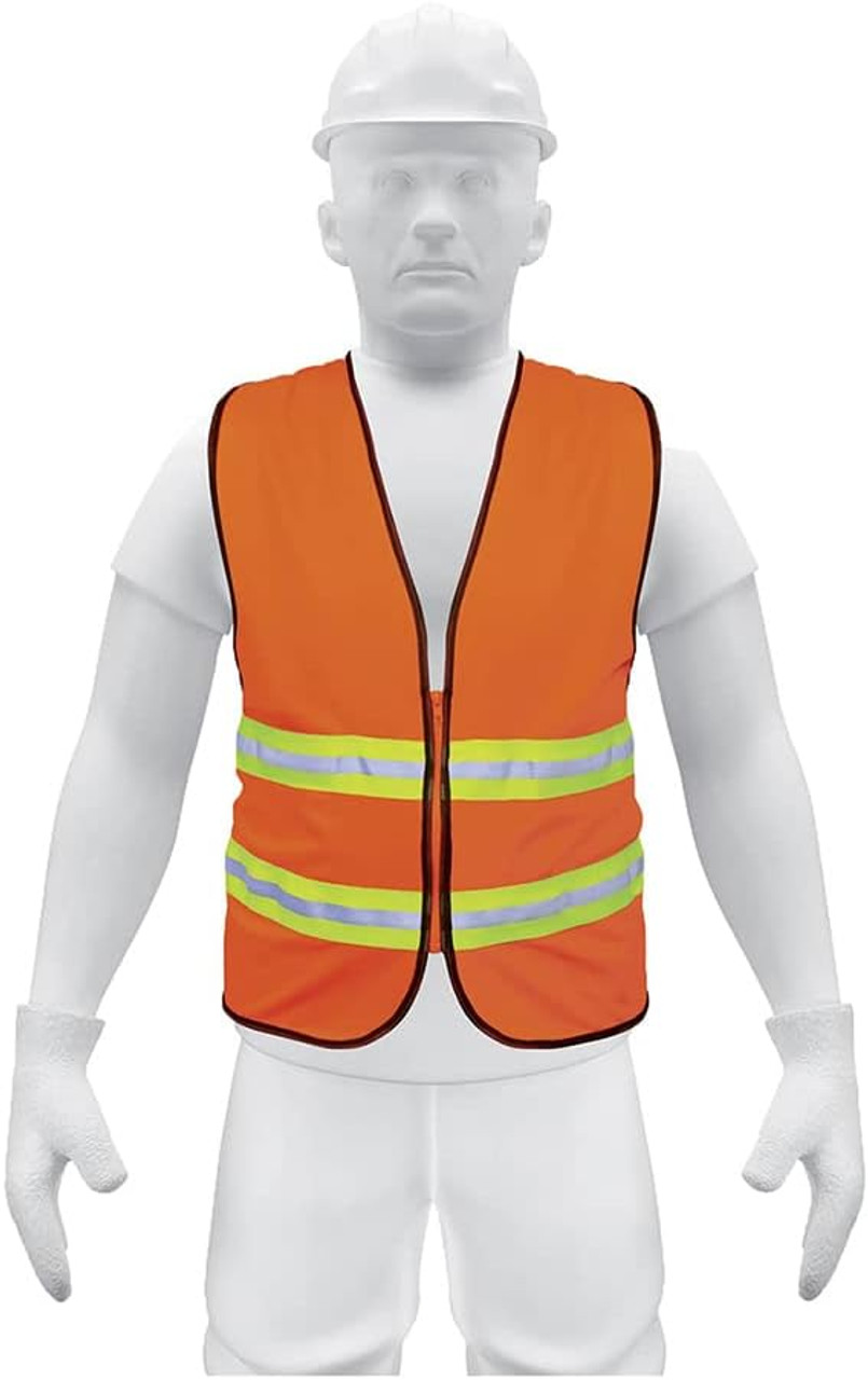 Truper Maximum-Visibility Safety Vests W/Buttons and 7-Pockets,2" Reflective Str