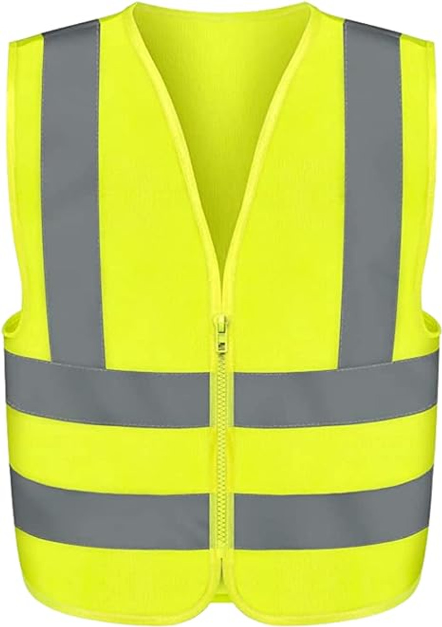 Truper Maximum-Visibility Safety Vests W/Buttons and 7-Pockets,2" Reflective Strips, Reinforced, Green, safety vest, size L #13483
