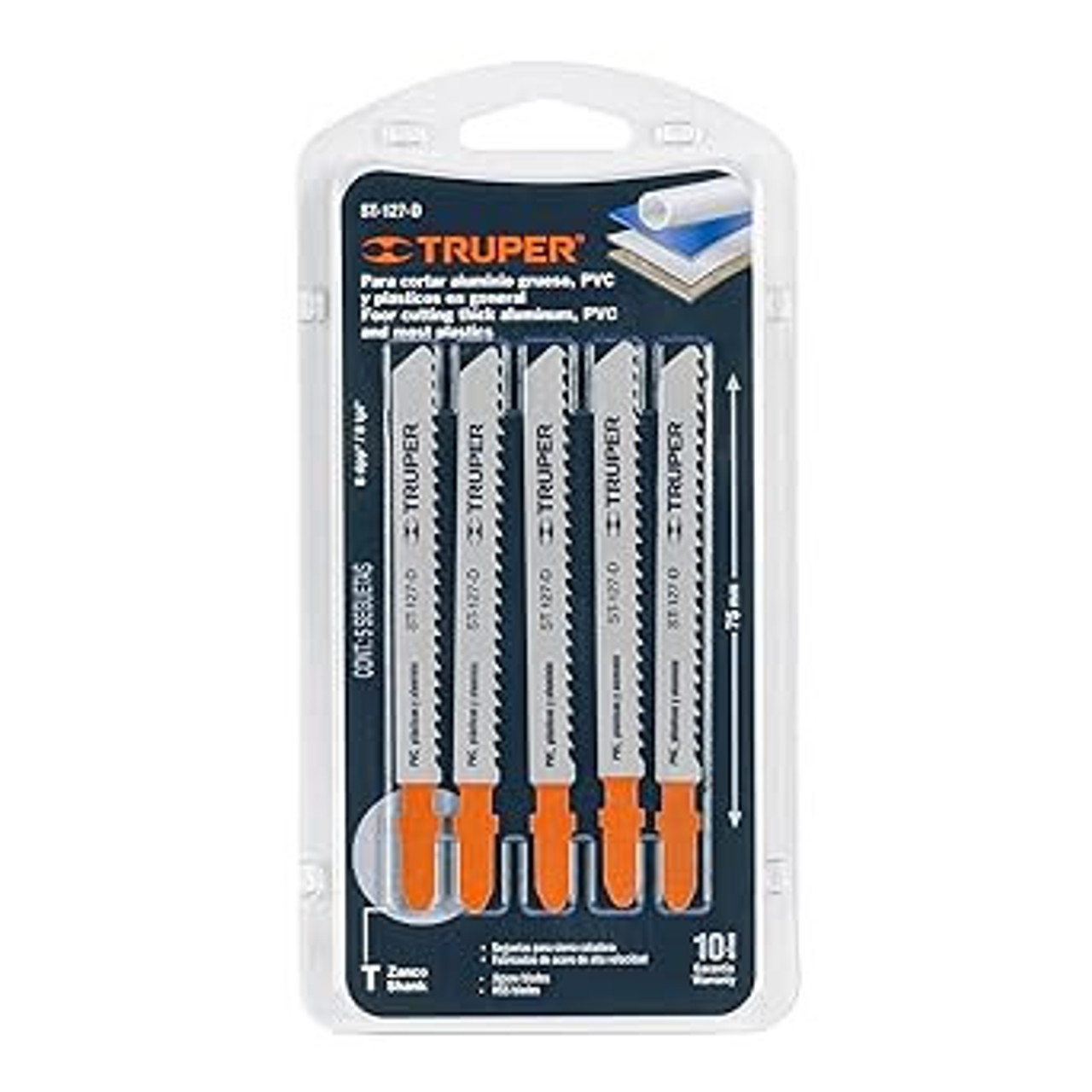Truper T-Shank Straight Cut Jig Saw Blades for Metal,Plastic and Aluminum Cuttin