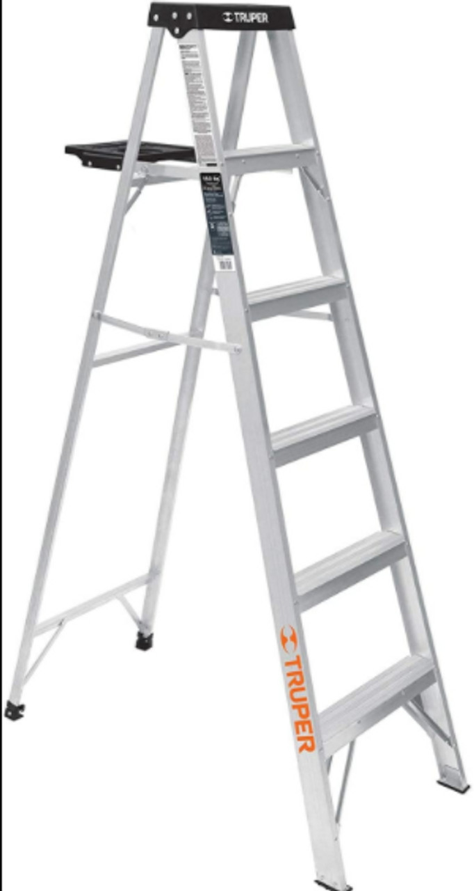 Truper Step Ladders Without Pail Shelf, 3-Step Stepladder #16741