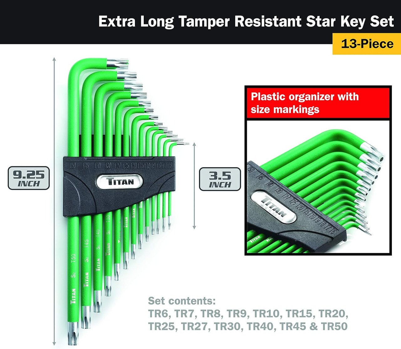 13 pc. Extra Long Arm Torx-  Key Set - Tamper Resistant TTN-12715