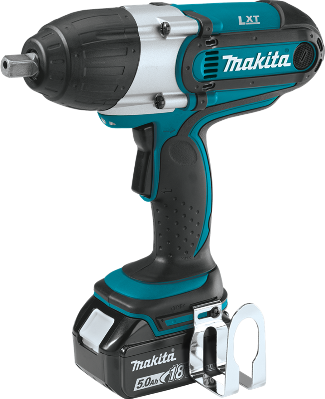 18V LXT? Lithium-Ion Cordless 1/2" Sq. Drive Impact Wrench Kit (5.0Ah), Makita-built motor delivers , XWT04TX