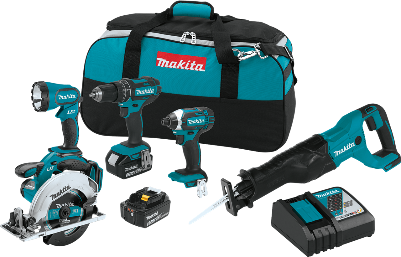 18V LXT? Lithium-Ion Cordless 5-Pc. Combo Kit (3.0Ah), Variable speed, XT505