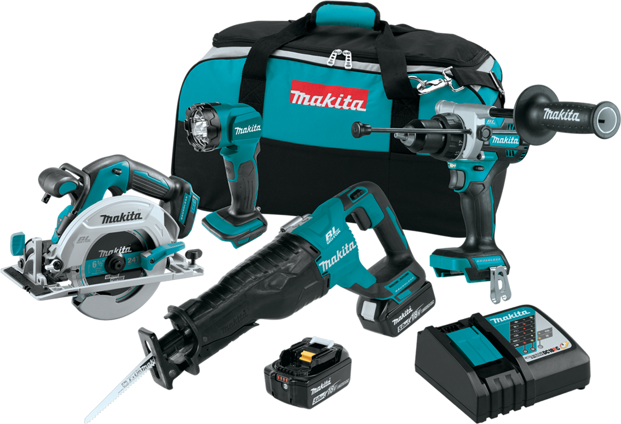 18V LXT? Lithium-Ion Brushless Cordless 4-Pc. Combo Kit (5.0Ah), Variable 2-speed , XT454T