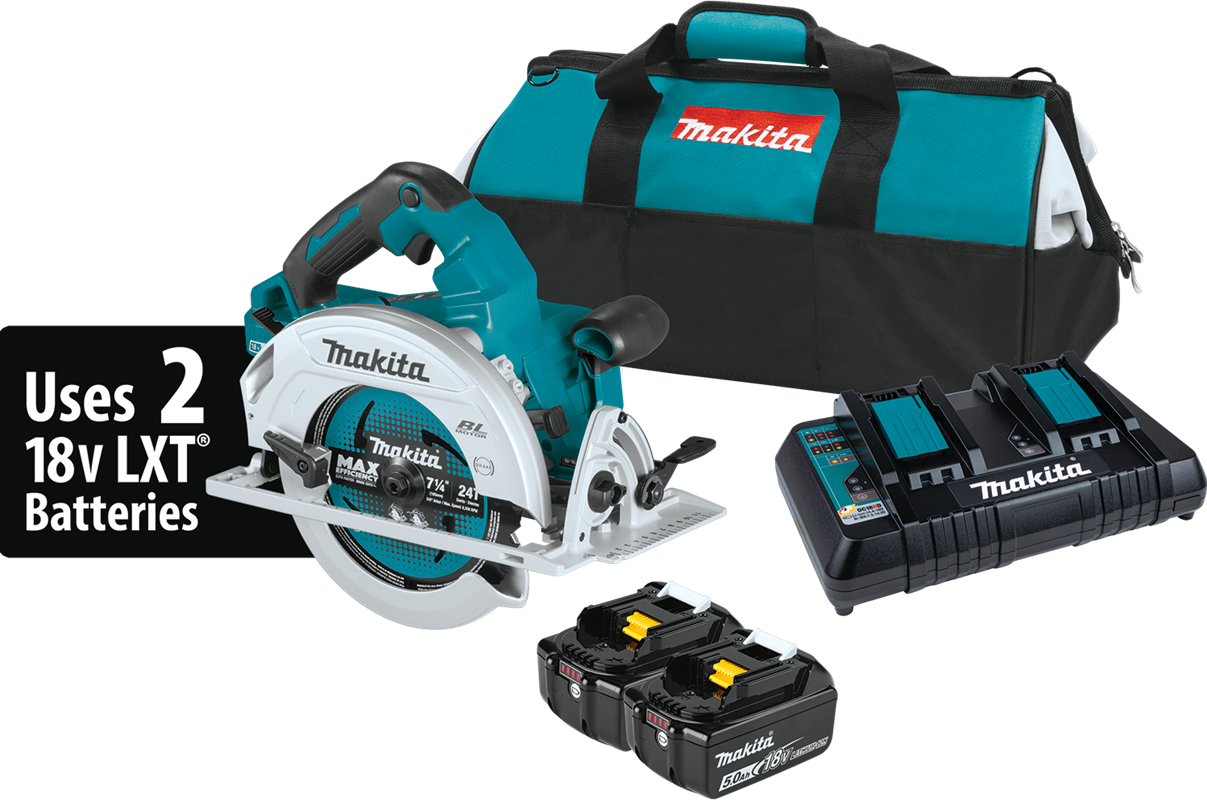36V (18V X2) LXT? Brushless 7-1/4" Circular Saw Kit, AWS? Capable (5.0Ah), Built-in tether notch, XSH07PTU