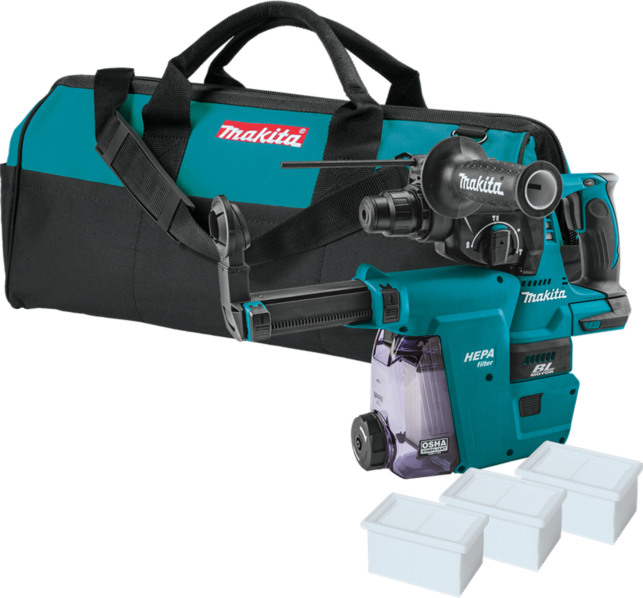 18V LXT? Lithium-Ion Brushless Cordless 1" Rotary Hammer, accepts SDS-PLUS bits, w/ HEPA Dust Extractor Attachment, Tool Only, XRH01ZWX