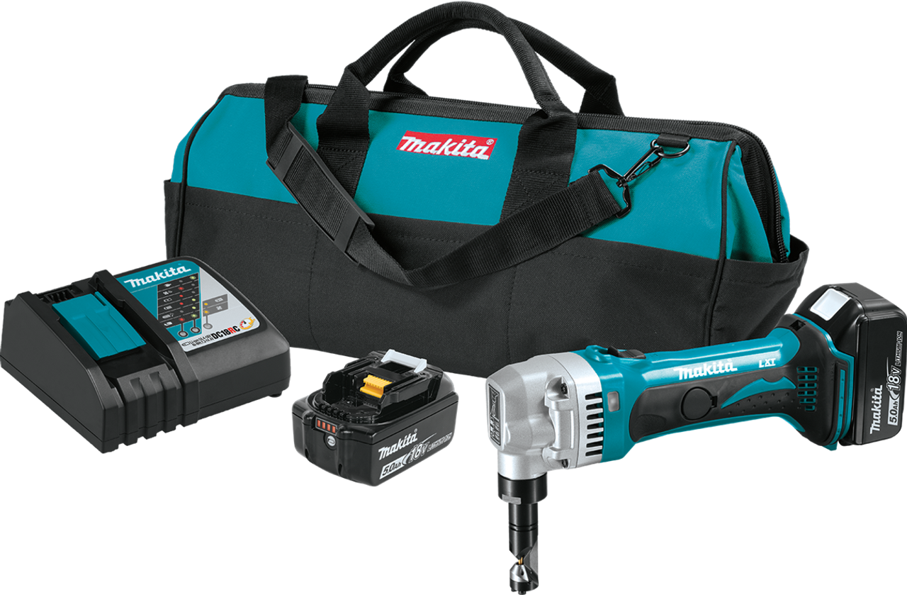 18V LXT? Lithium-Ion Cordless 16 Gauge Nibbler Kit (5.0Ah), Makita-built motor, XNJ01T