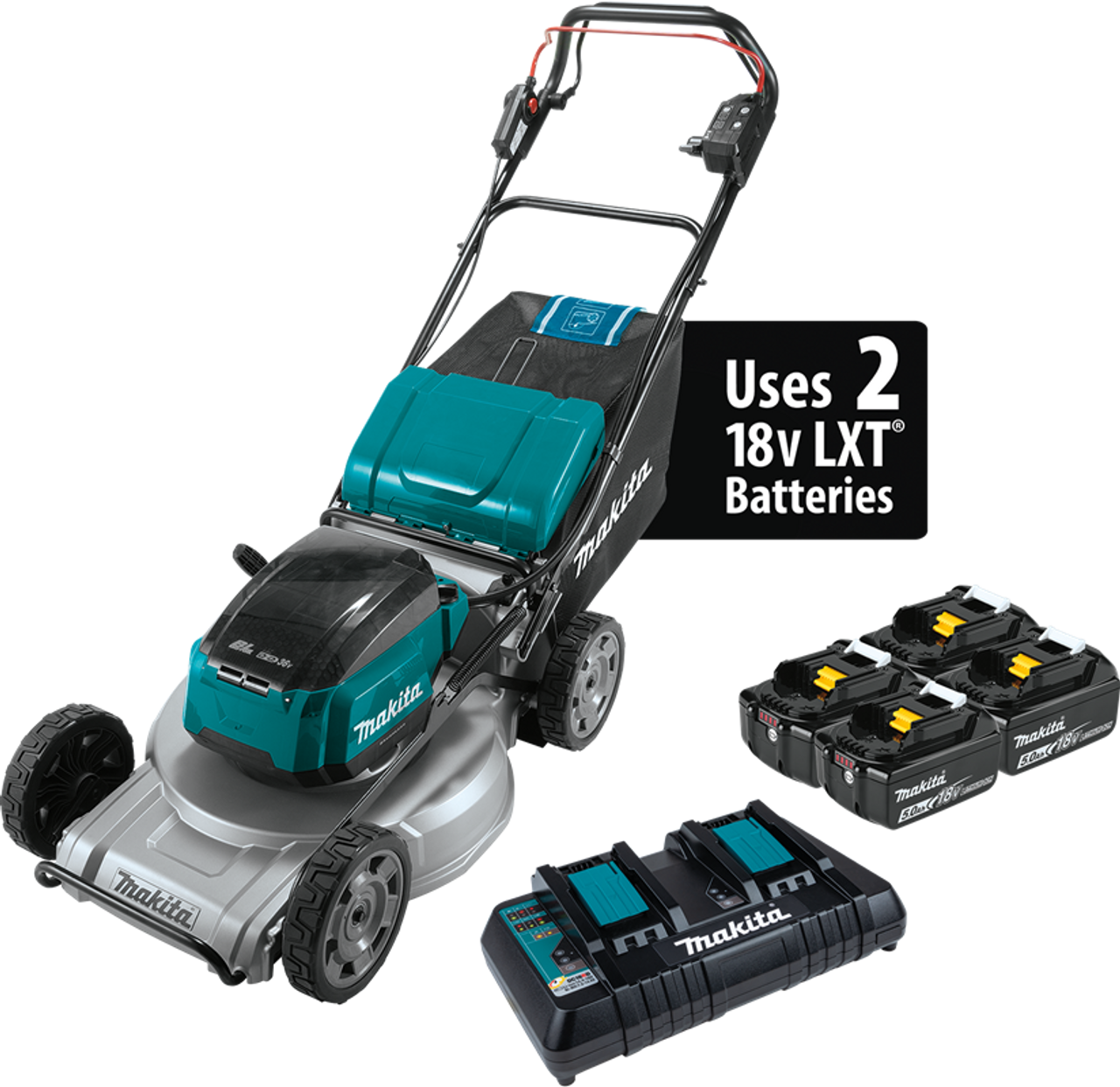 36V (18V X2) LXT? Brushless 21" Self-Propelled Commercial Lawn Mower Kit with 4 Batteries (5.0Ah), XML09PT1