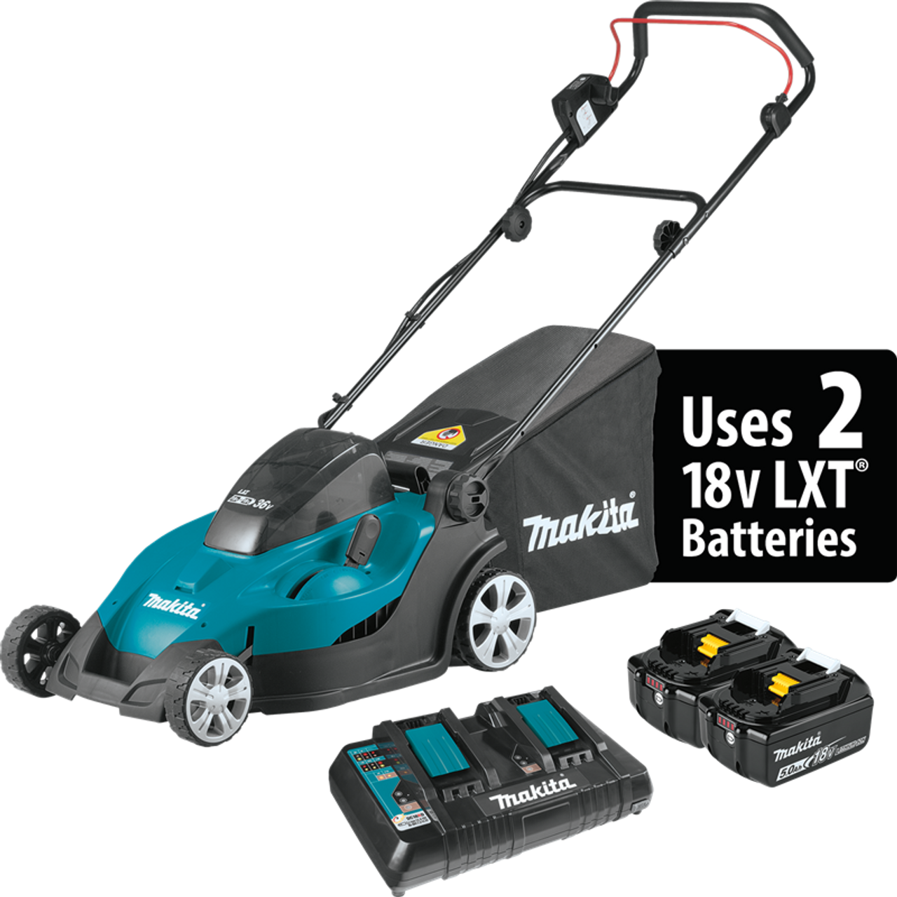 36V (18V X2) LXT? 17" Lawn Mower Kit (5.0Ah),  Ergonomic design, XML02PT