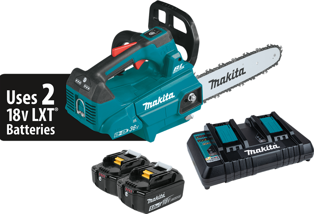 36V (18V X2) LXT? Brushless 14" Top Handle Chain Saw Kit (5.0Ah), Torque boost mode, XCU08PT