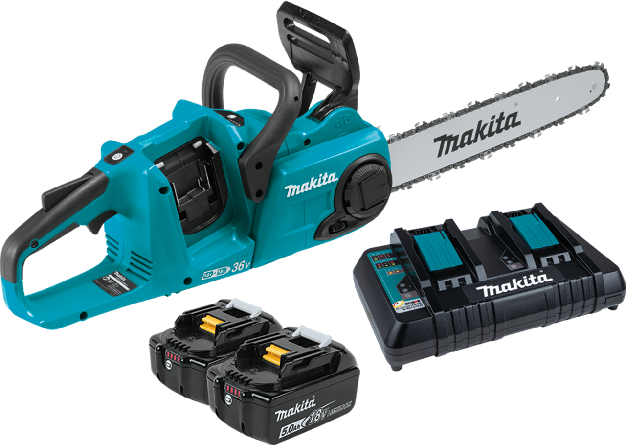 36V (18V X2) LXT? Brushless 14" Chain Saw Kit (5.0Ah), Makita-built Outer Rotor, XCU03PT