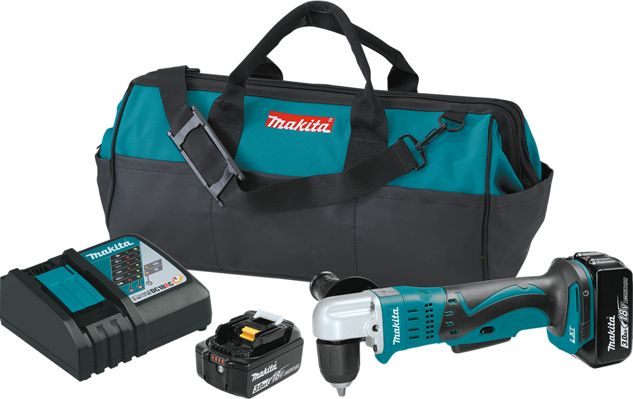 18V LXT? Lithium-Ion Cordless 3/8" Angle Drill Kit (3.0Ah), Makita-built 4-pole motor, XAD02