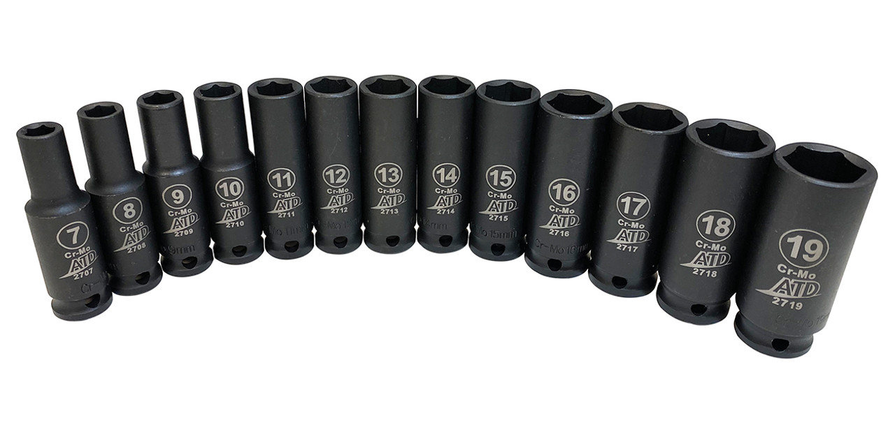 6-Point Metric Deep Impact Socket Set, 13 pc.