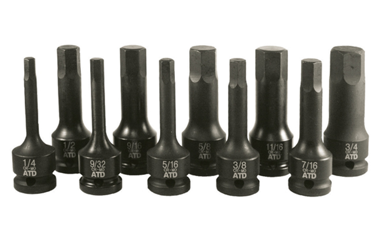 10 Pc. 1/4 Drive Hex Bit SAE Socket Set