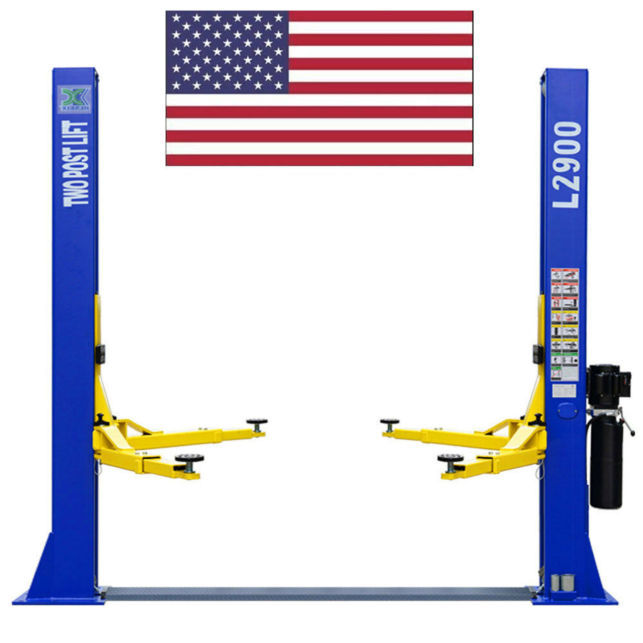 2 Post Auto Car Lift Hoist 9,000 lb. Capacity Floor Plate Symmetric