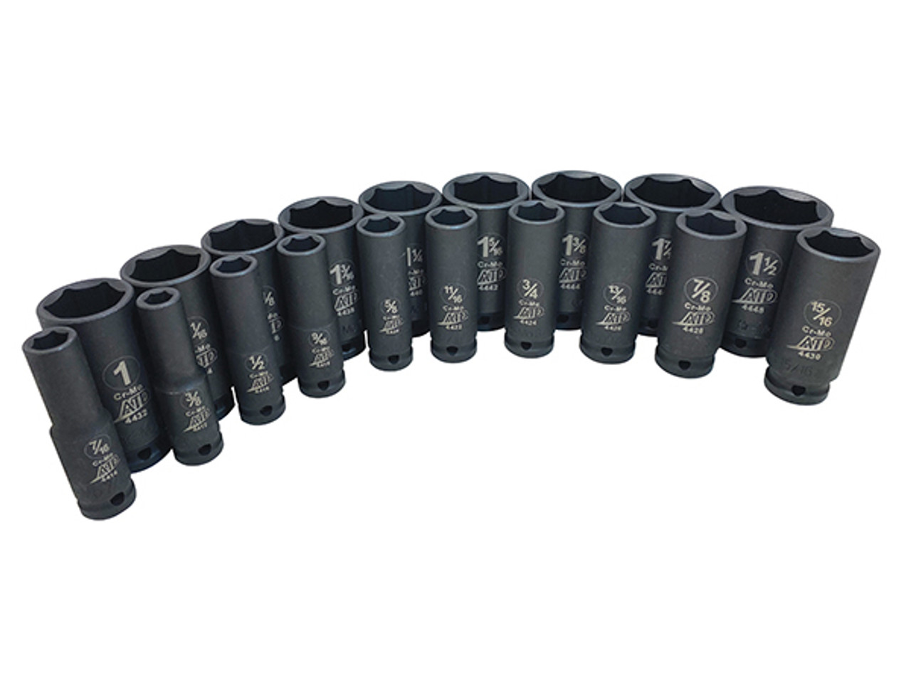 19-Pc. 1/2" Dr. 6-pt SAE Deep Impact Socket Set