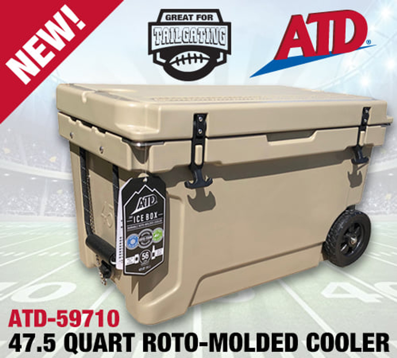 ATD Tools 47.5 Quart Roto-Molded Cooler With Wheels