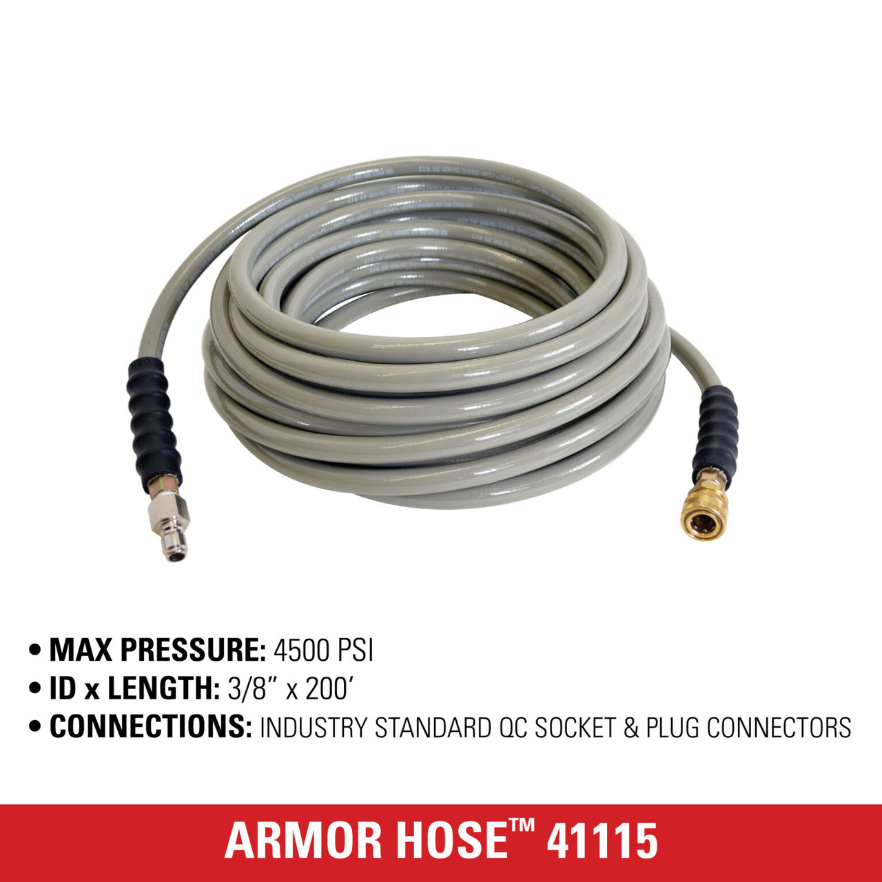 3/8 in. x 200 ft. x 4500 PSI Hot & Cold Water Replacement/Extension Hose 41115