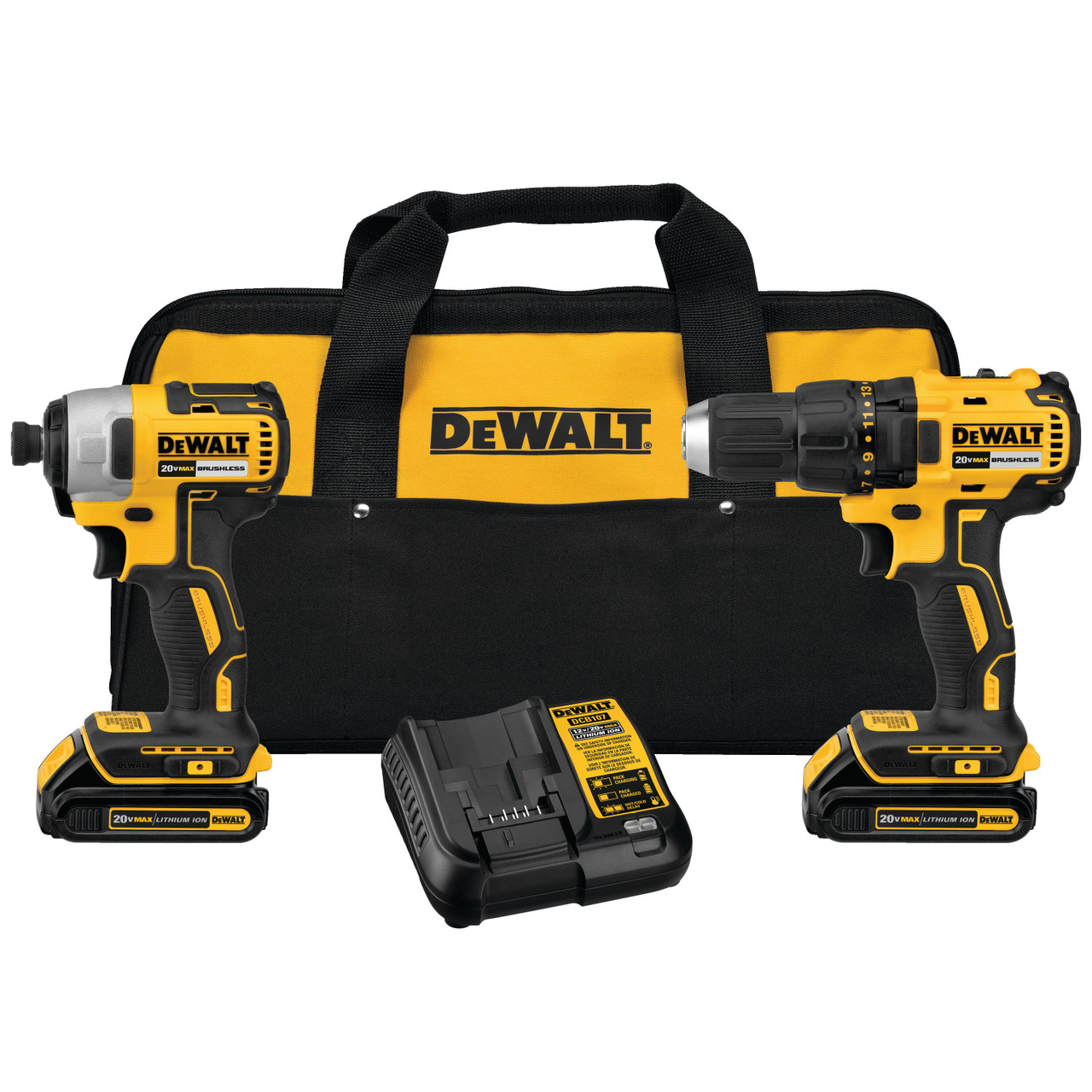 20V MAX COMPACT BRUSHLESS DRILL DRIVER AND IMPACT KIT DCK277C2