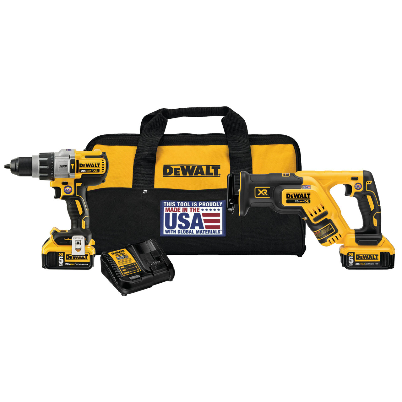 Dewalt DCK294P2 20V MAX* XR Brushless Hammer Drill/Driver & Reciprocating Saw Combo Kit (5.0Ah)